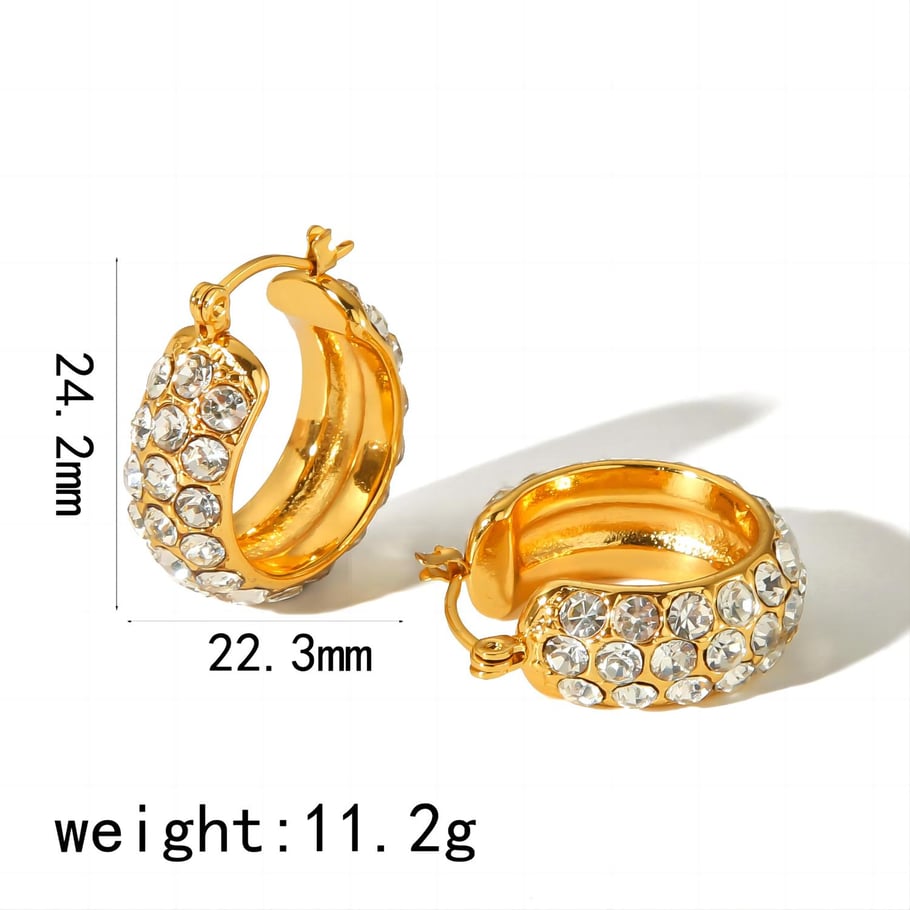 1 pair of classic fashion 18k gold-plated stainless steel full zircon earrings for women's jewelry for daily wear Picture2