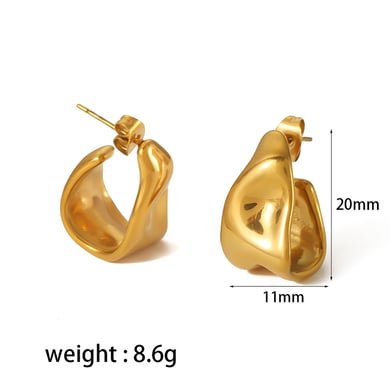 1 pair of personalized fashion 18k gold-plated stainless steel irregular geometric texture earrings for women's jewelry for daily wear h5 Picture2