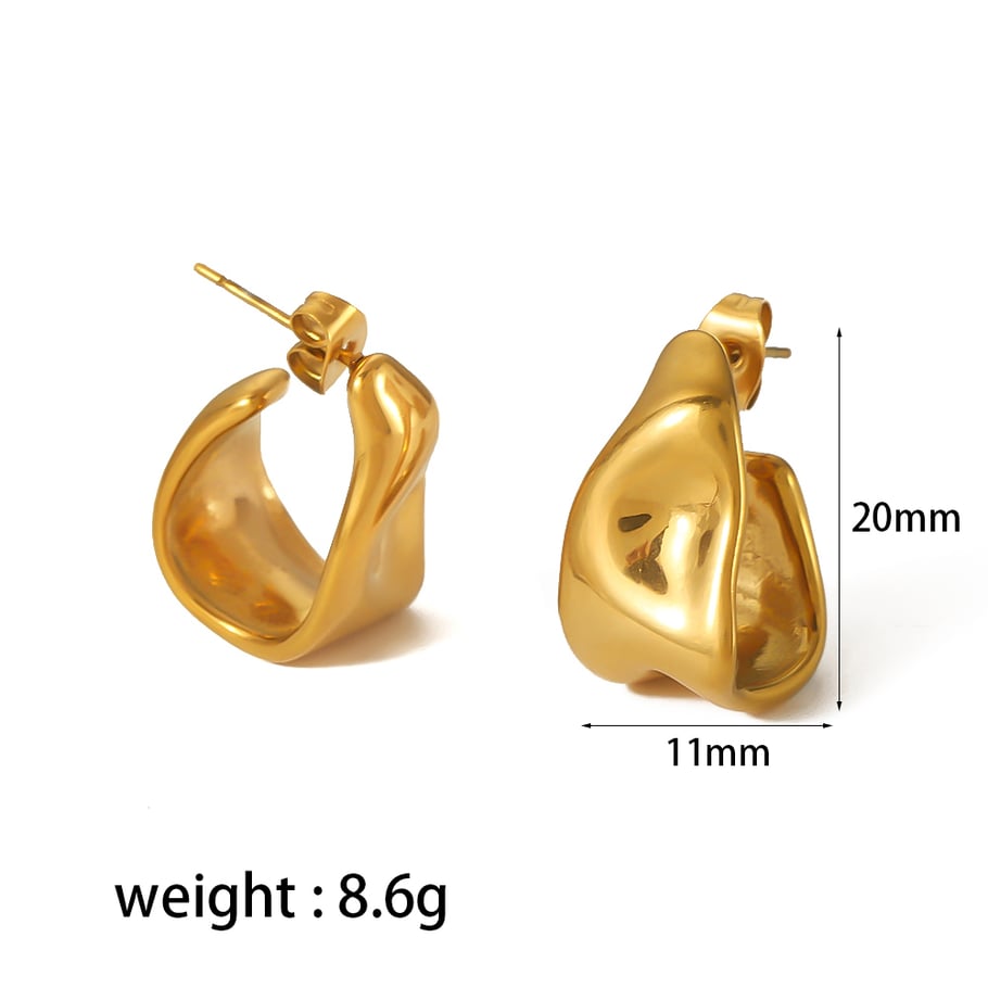 1 pair of personalized fashion 18k gold-plated stainless steel irregular geometric texture earrings for women's jewelry for daily wear Picture2