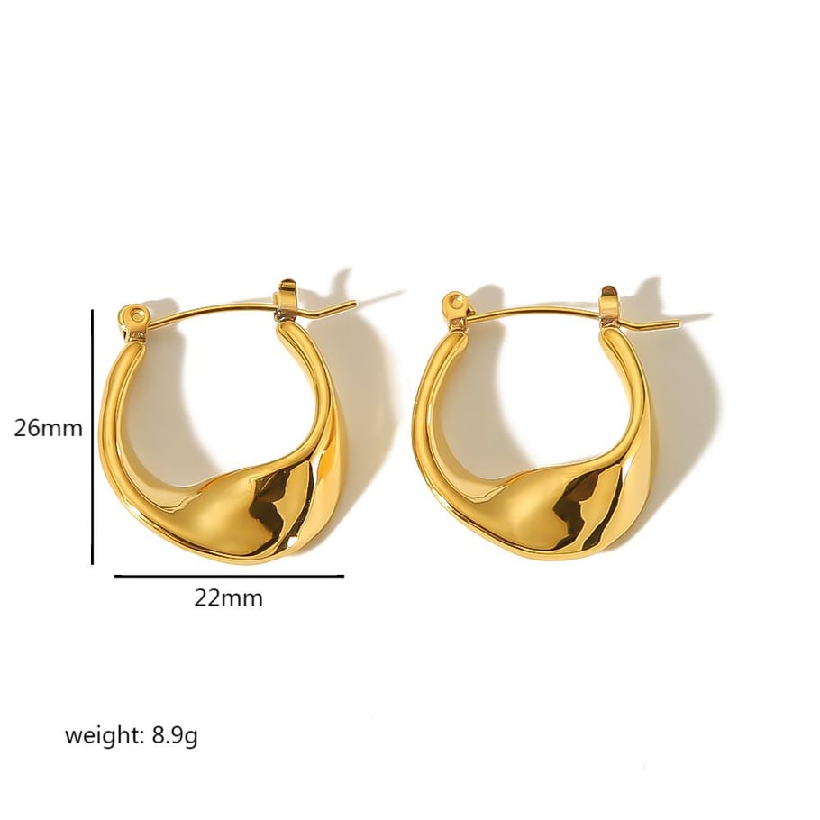 1 pair of simple and fashionable 18k gold-plated geometric twist hoop earrings for women's jewelry for daily wear Picture2