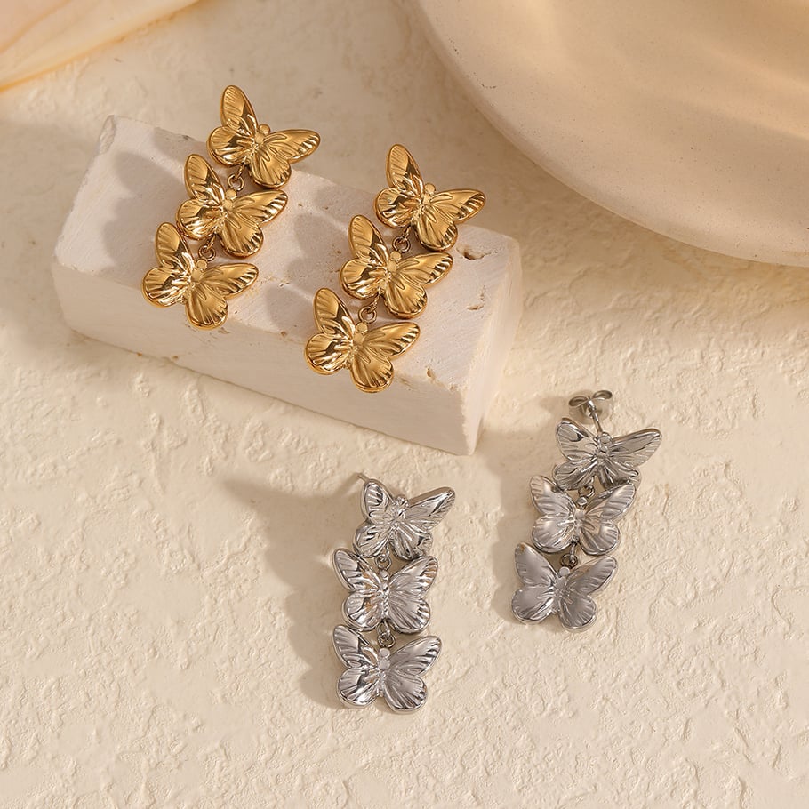 1 Paar Ohrstecker aus Edelstahl mit 18 Karat Vergoldung im Tier-Stil für Damen Bild2