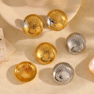 1 Pair Simple Series Casual Geometric Stainless Steel 18K Gold Plated Women Stud Earrings h5 Picture2