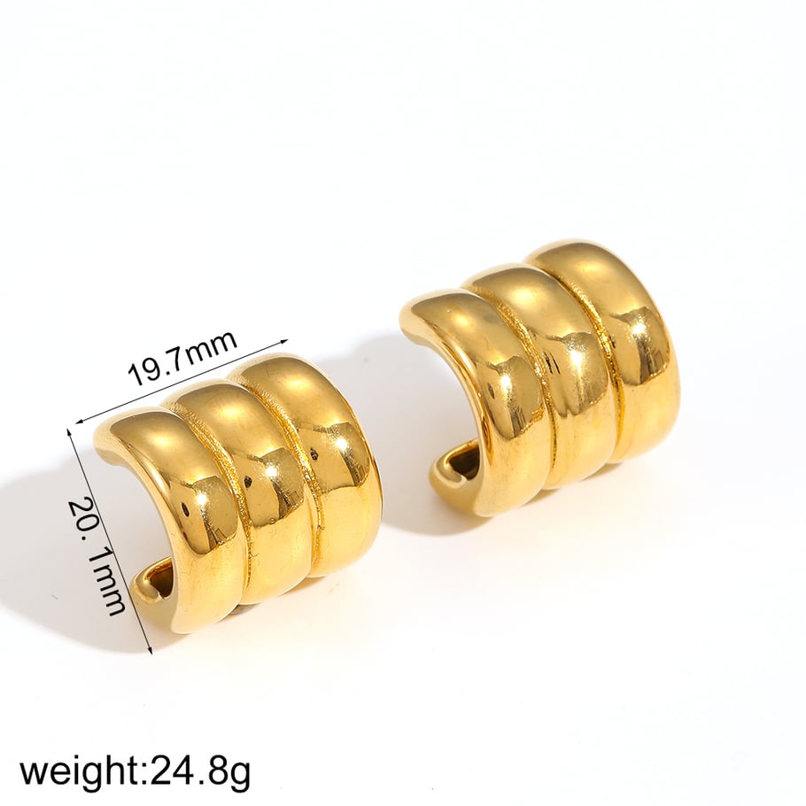 1 Pair Simple Series Daily Geometric Stainless Steel 18K Gold Plated Women Stud Earrings Picture2