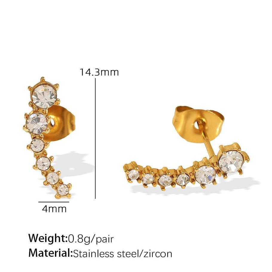 1 Pair Luxurious Series Daily Geometric Titanium Steel 18K Gold Color Plated Rhinestone Women's Stud Earrings Picture2