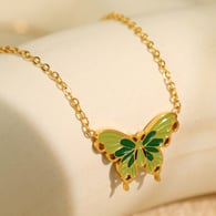 XL337GNG Green Drop Oil Gold Necklace 