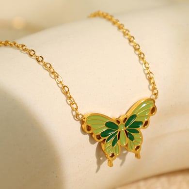 1 Piece Romantic Series Elegant Butterfly Titanium Steel 18K Gold Color Plated Women's Pendant Necklaces h5 