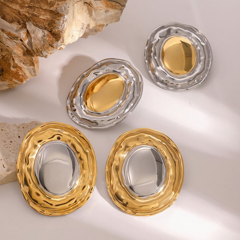 1 Paar Simple Series Retro Geometrische Edelstahl 18K vergoldet Damen Ohrstecker 