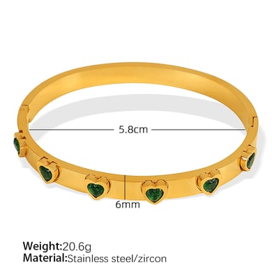 1 piece simple series classic heart stainless steel  gold color plated zircon women's bangles h5 Picture2