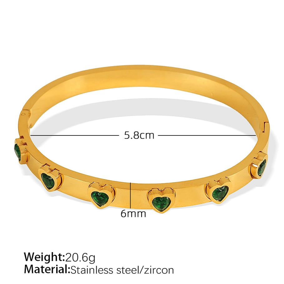 1 piece simple series classic heart stainless steel  gold color plated zircon women's bangles Picture2