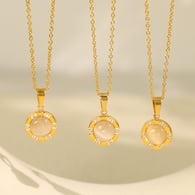 XL332 White Cat's Eye Gold Necklace 