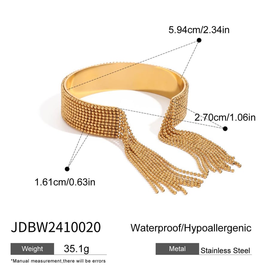 1 Piece Luxurious Series Daily Tassel Stainless Steel 18K Gold Plated Women Bangles Picture2