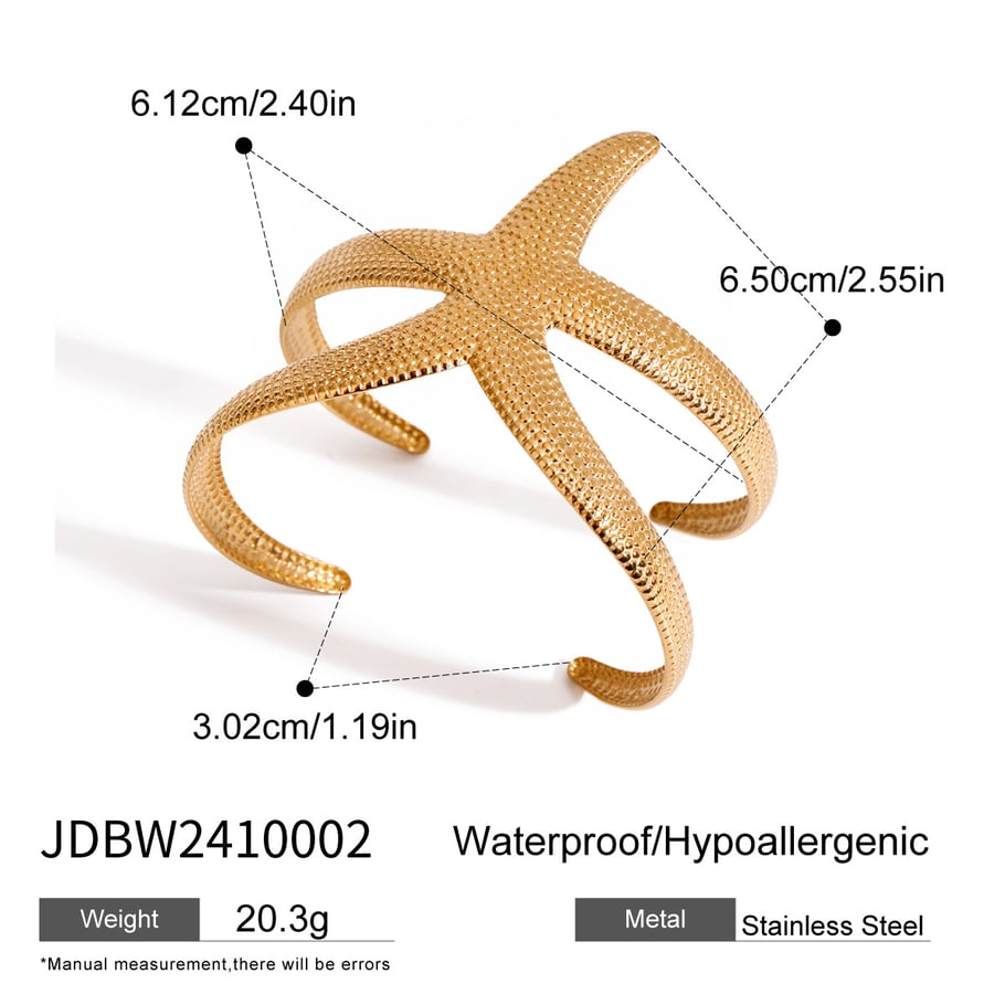 1 Piece Simple Series Elegant starfish Stainless Steel 18K Gold Plated Women Bangles Picture2