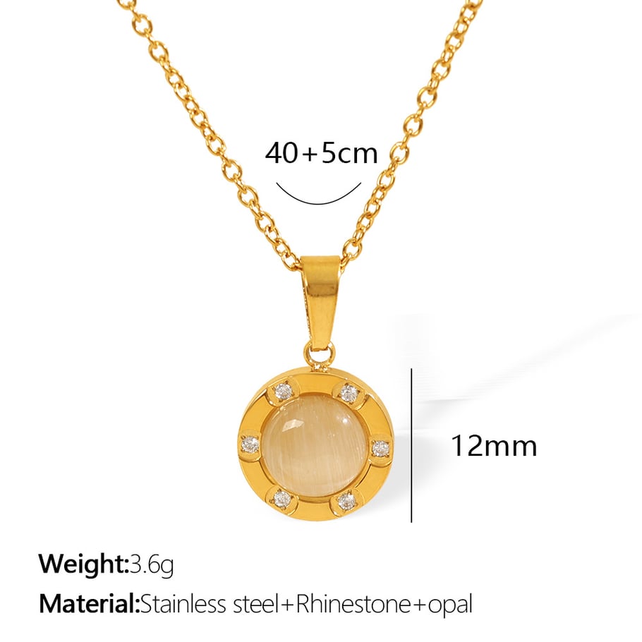 1 Piece Classic Series Retro Geometric Titanium Steel 18K Gold Color Plated Natural Stone Women's Pendant Necklaces Picture2