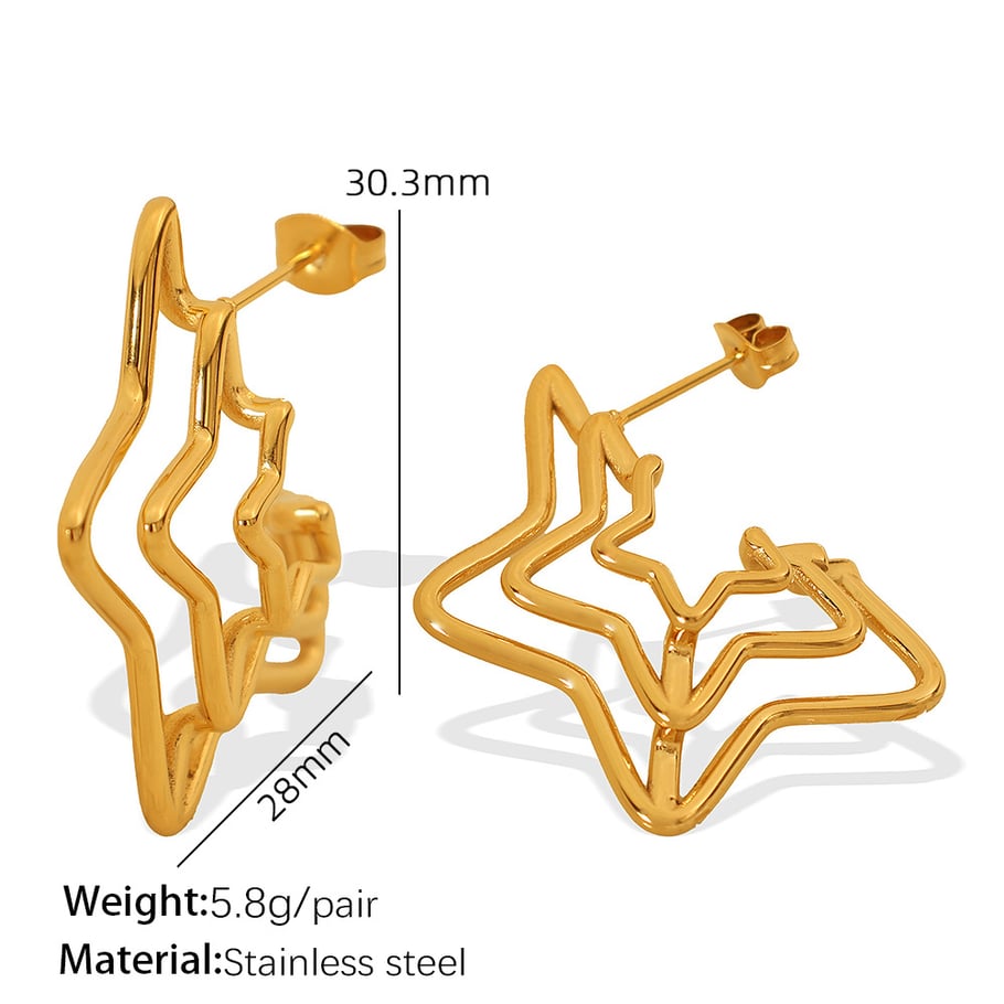 1 Pair Luxurious Series Retro Geometric Titanium Steel 18K Gold Color Plated Women's Stud Earrings Picture2