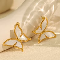 EH831 White Shell Gold Earrings 
