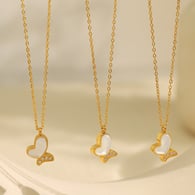 XL345WEG White Shell Gold Necklace 