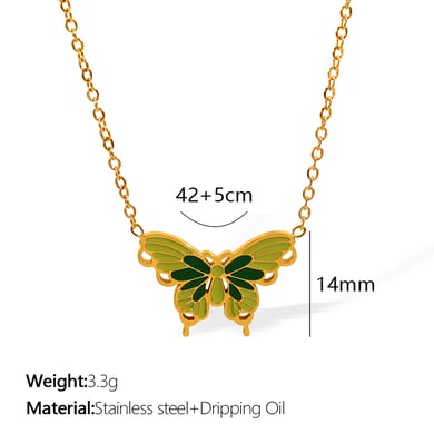 1 Piece Romantic Series Elegant Butterfly Titanium Steel 18K Gold Color Plated Women's Pendant Necklaces h5 Picture2