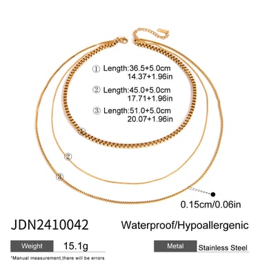 1 Stück Simple Series Tägliche ringförmige Edelstahl-Mehrfachkette für Damen, 18 Karat vergoldet h5 Bild2