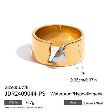 1 Pair Simple Series Daily Geometric Stainless Steel 18K Gold Plated Women Single Rings h5 Picture2