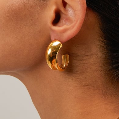 Europäische und amerikanische Ins-Stil Ohrringe grenzüberschreitend 18 Karat Gold Edelstahl Gold und Silber Farbe passende C-förmige Ohrringe Anhänger All-Match-Ohrringe Großhandel h5 Bild2