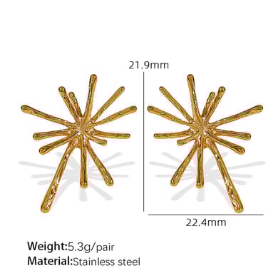 1 Pair Luxurious Series Elegant Firework Shape Titanium Steel 18K Gold Color Plated Women's Stud Earrings h5 Picture2