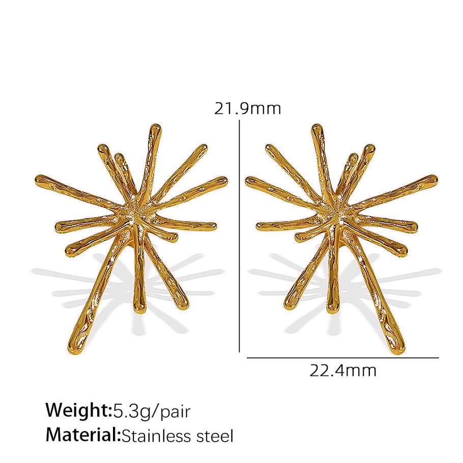 1 Pair Luxurious Series Elegant Firework Shape Titanium Steel 18K Gold Color Plated Women's Stud Earrings Picture2