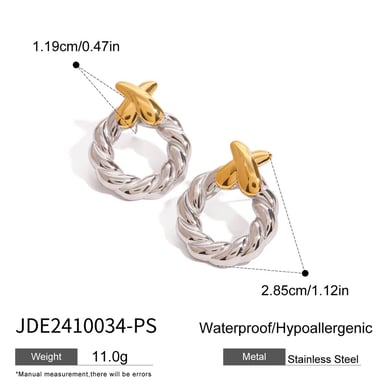 1 Pair Modern Series Minimalistic Design Geometric Stainless Steel Gold Color Women's Stud Earrings h5 Picture2