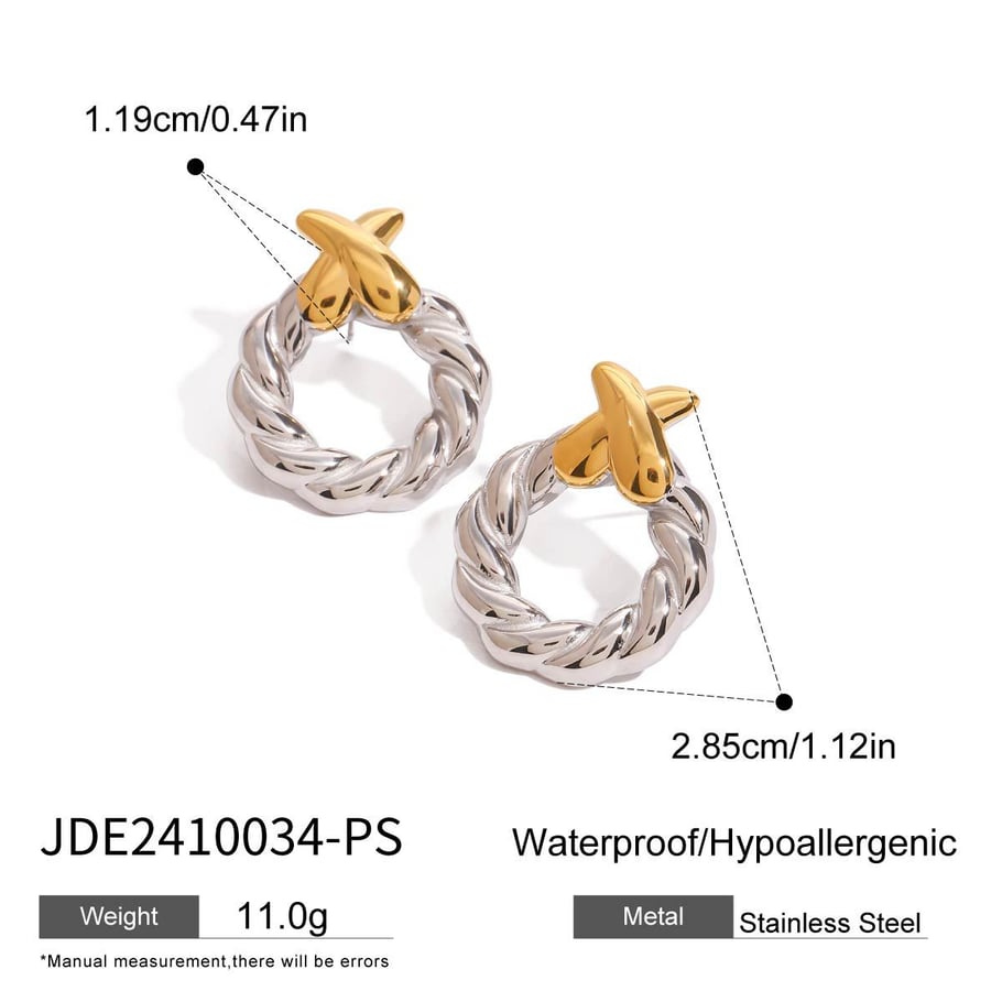 1 Pair Modern Series Minimalistic Design Geometric Stainless Steel Gold Color Women's Stud Earrings Picture2