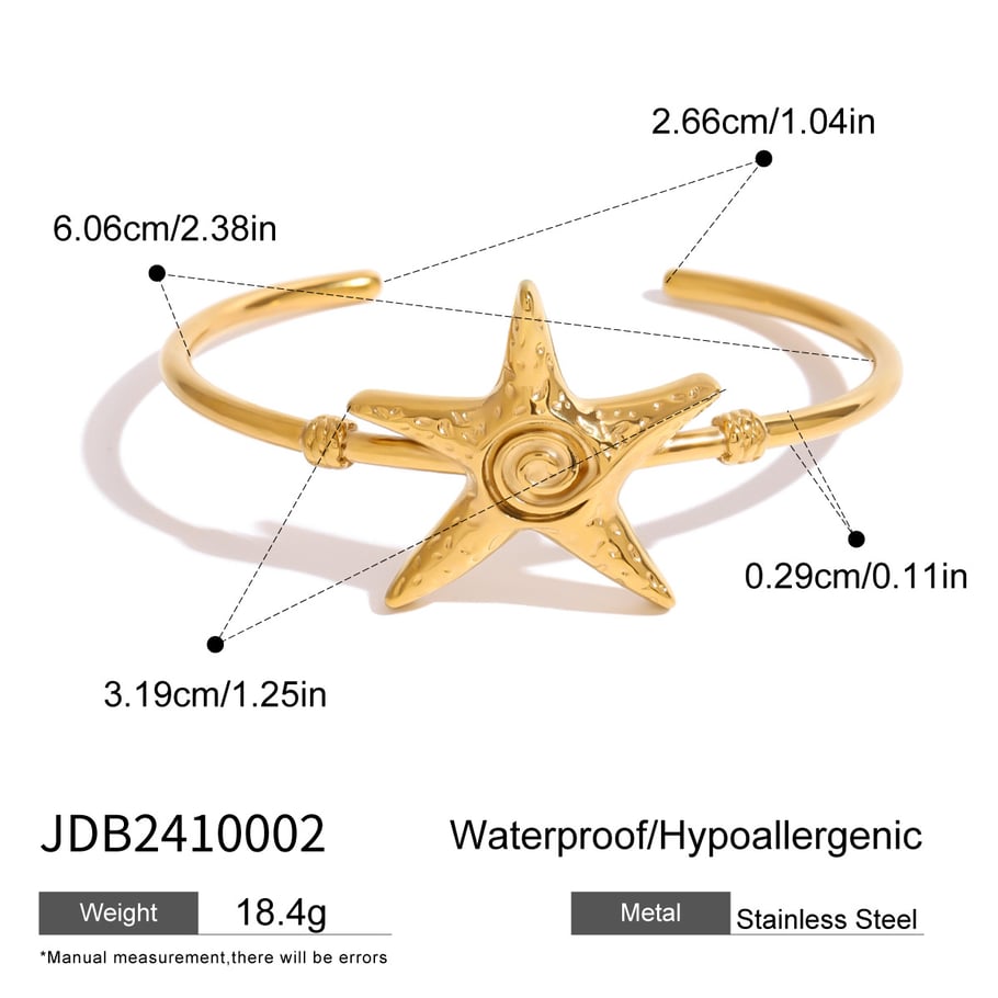 1 Piece Classic Series Natural Star Stainless Steel 18K Gold Plated Women Bangles Picture2