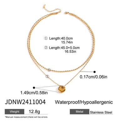 1 Stück Simple Series Einfache geometrische Edelstahl 18 Karat vergoldet Damen mehrlagige Halsketten h5 Bild2