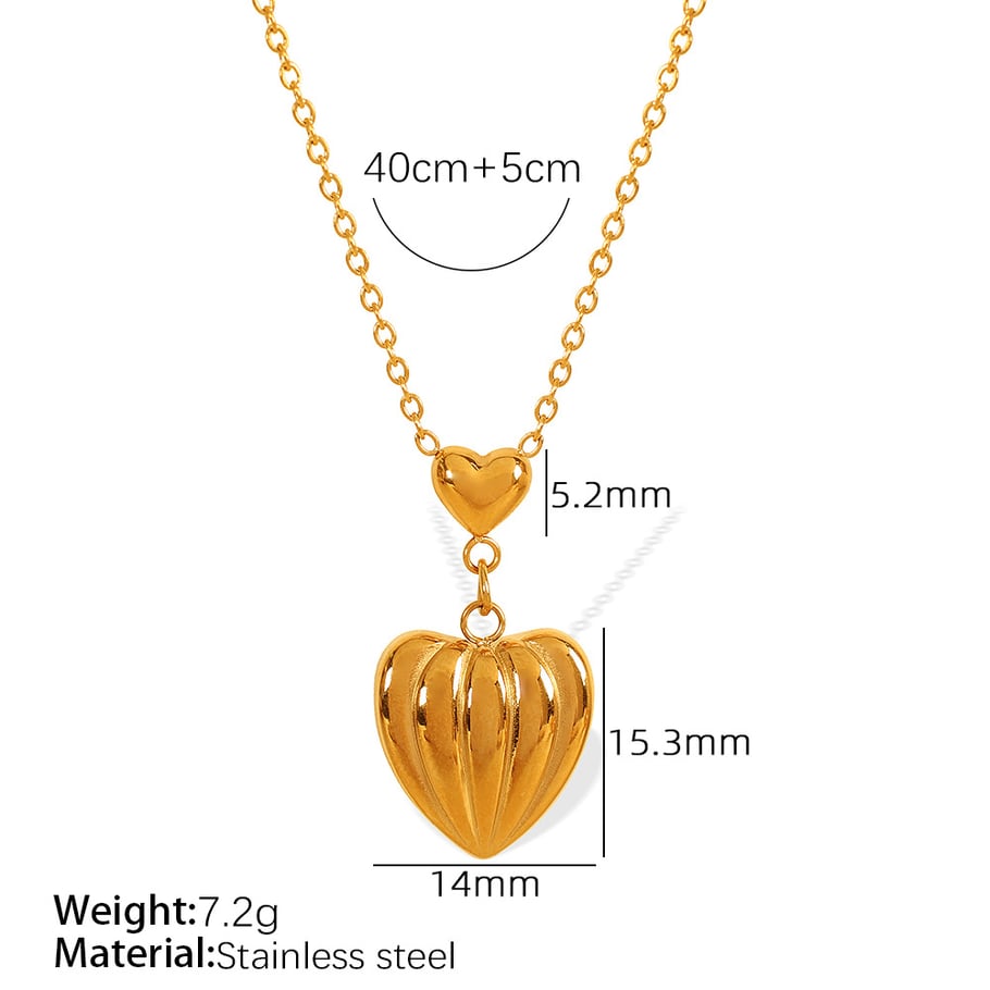 1 Piece Simple Series Chic Heart Stainless Steel 18K Gold Color Plated Women's Pendant Necklaces Picture2