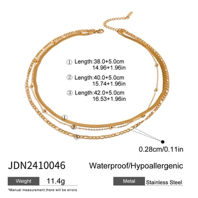 1 Stück Simple Series Klassische ringförmige Edelstahl-Mehrfachkette für Damen, 18 Karat vergoldet h5 Bild2