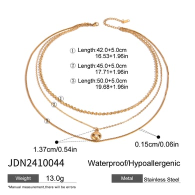 1 Stück Klassische Serie Elegante Ringförmige Edelstahl 18K vergoldet Strass Damen Lagenhalsketten h5 Bild2
