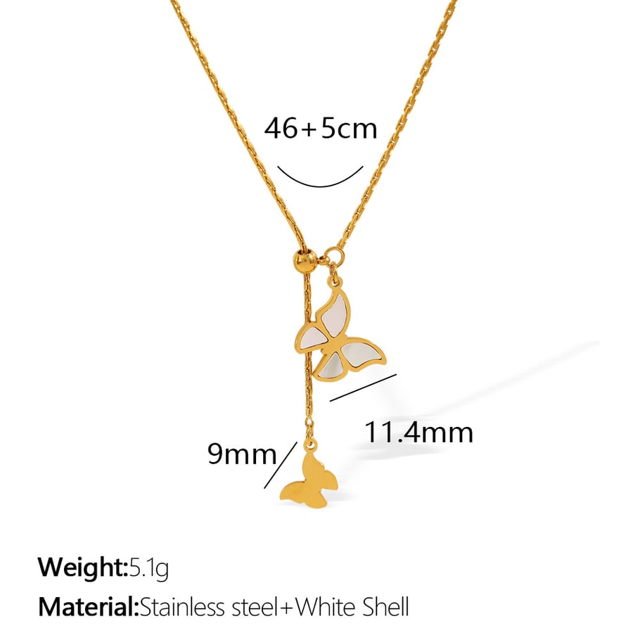 1 Piece Romantic Series Sweet Buttterfly Titanium Steel 18K Gold Color Plated Shell Women's Pendant Necklaces Picture2