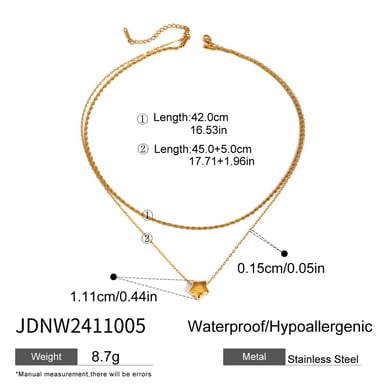 1 Stück Simple Series Einfaches Pentagramm Edelstahl 18 Karat vergoldet Damen-Mehrfachketten h5 Bild2