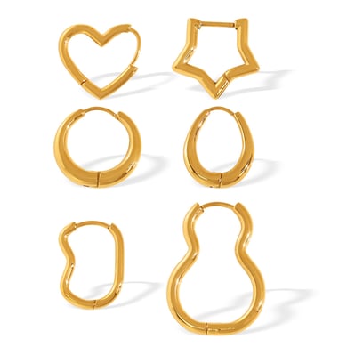 1 Pair Simple Series Classic Geometric Titanium Steel 18K Gold Color Plated Women's Hoop Earrings h5 Picture2