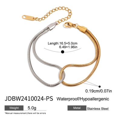 1 Piece Simple Series Daily round Stainless Steel 18K Gold Plated Women Chain Bracelets h5 Picture2