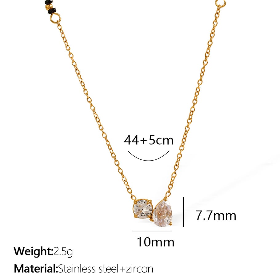 1 Piece Romantic Series Elegant Geometric Titanium Steel 18K Gold Color Plated Rhinestone Women's Pendant Necklaces Picture2