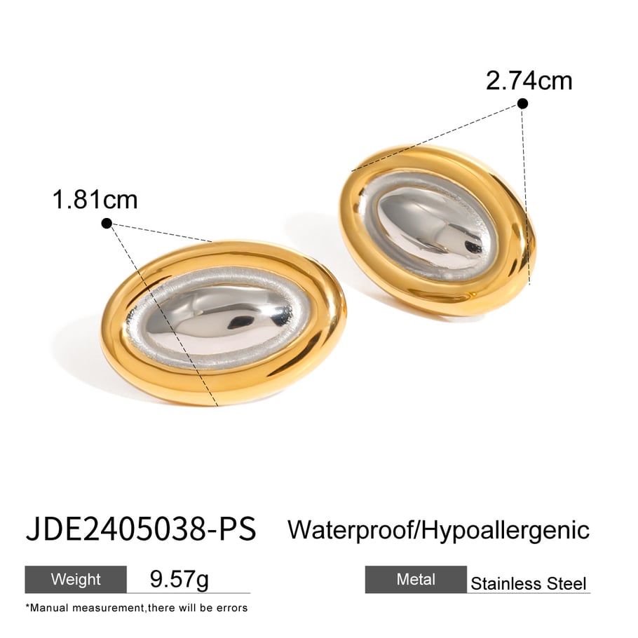 1 paar gouden roestvrijstalen kleur bijpassende ovale oorbellen internet beroemdheid model dezelfde mode all-match titanium stalen oorbellen dames oorbellen h5Afbeelding2