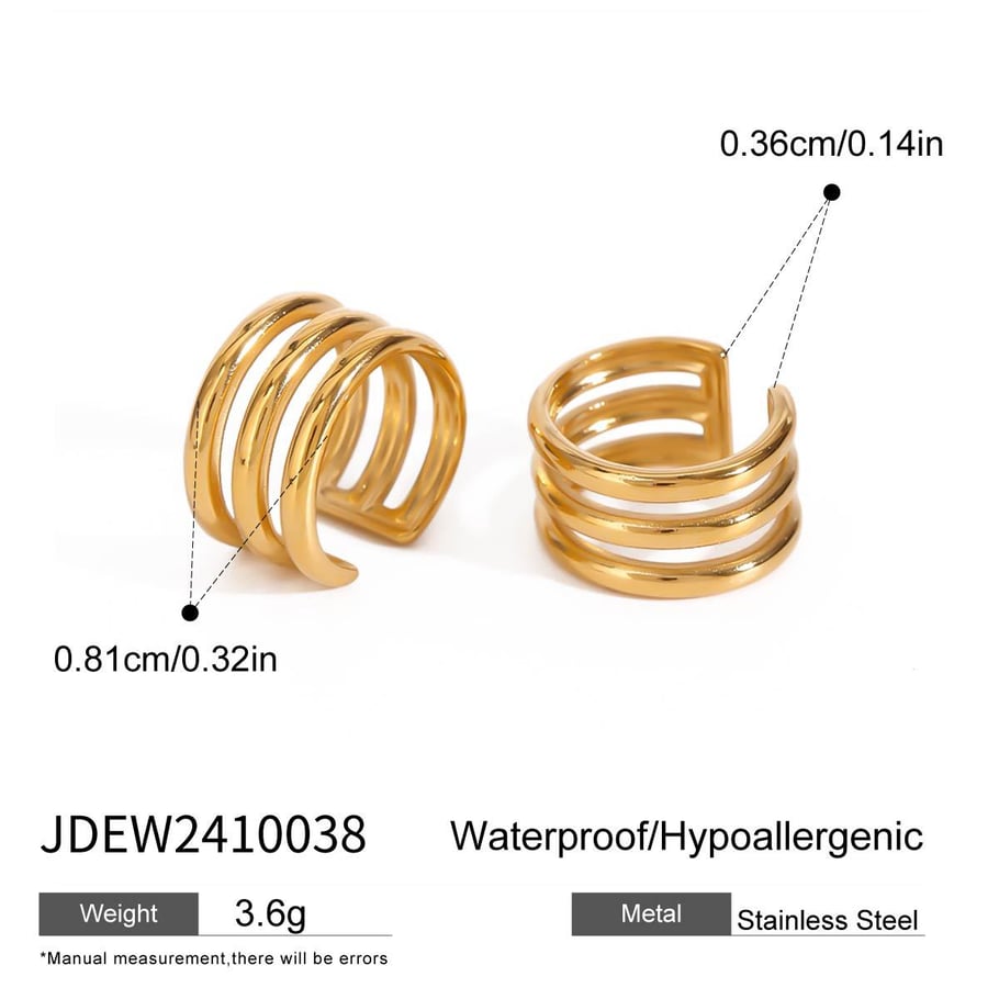 1 Paar Simple Series Simple Ringförmige Ohrringe aus Edelstahl mit 18 Karat Vergoldung für Damen Bild2