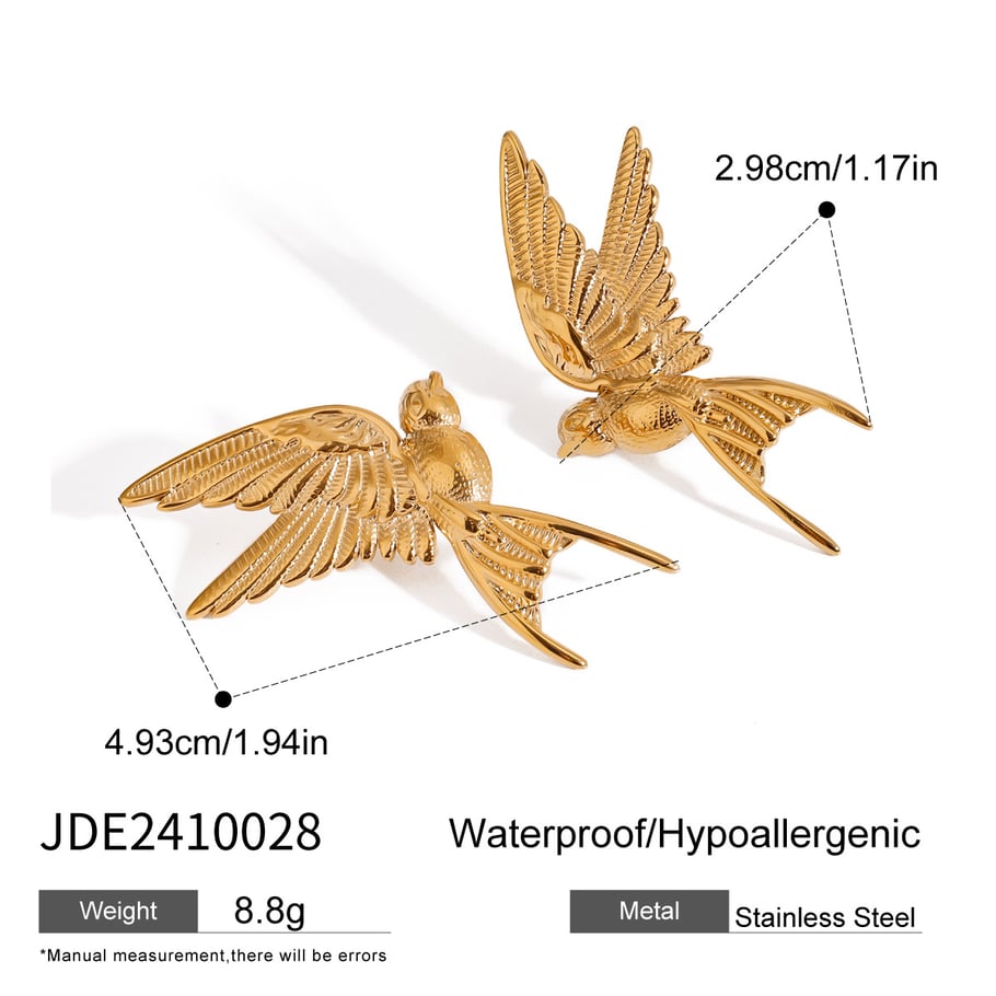 1 Pair Romantic Series Elegant Animal Stainless Steel 18K Gold Plated Women Stud Earrings Picture2