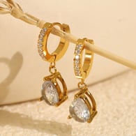 EH816 White Zircon Gold Earrings 