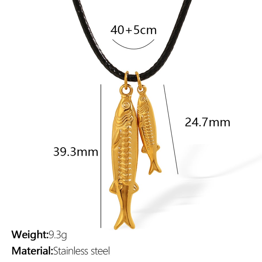 1 Piece Romantic Series Fish Titanium Steel 18K Gold Color Plated Women's Pendant Necklaces Picture2