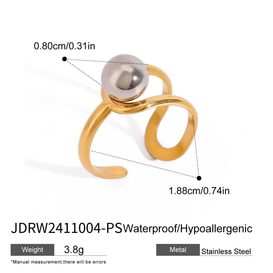 1 Pair Simple Series Daily line Stainless Steel 18K Gold Plated Women Adjustable Rings Picture2