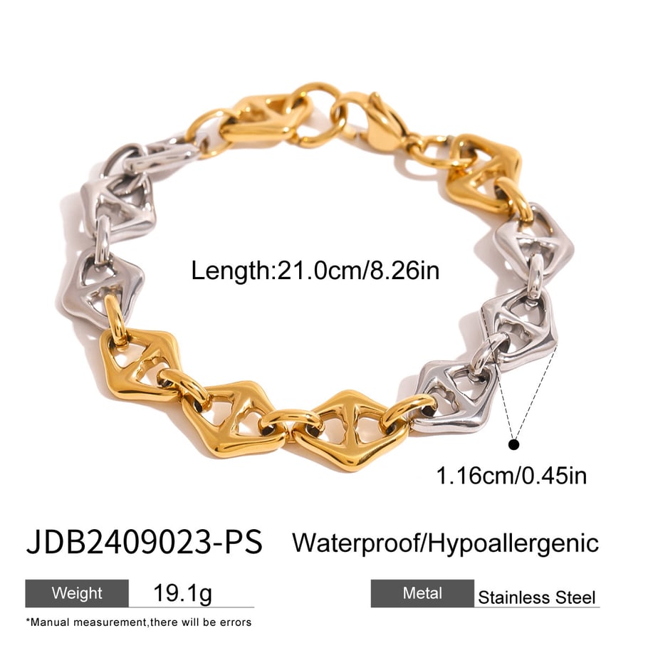 1 Piece Simple Series Casual Geometric Stainless Steel 18K Gold Plated Women Chain Bracelets Picture2