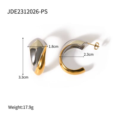europäische und amerikanische -stil ohrringe grenzüberschreitend 18 karat gold edelstahl gold und silber farbe passende c-förmige ohrringe anhänger all-match-ohrringe  h5 Bild2