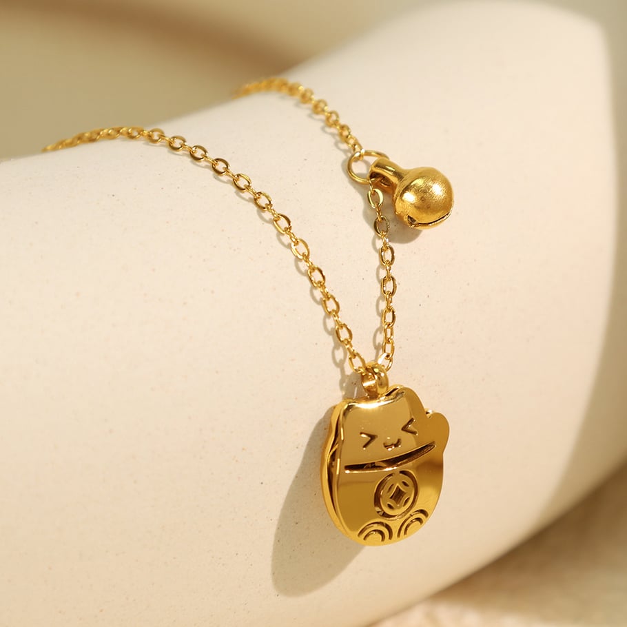 1 Piece Romantic Series Cute Cat Stainless Steel 18K Gold Color Plated Women's Pendant Necklaces 