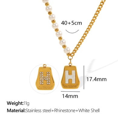1 Piece Simple Series Classic Beads Titanium Steel 18K Gold Color Plated Artificial Pearl Women's Pendant Necklaces h5 Picture2