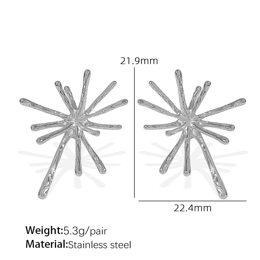 1 pair luxurious series elegant firework shape titanium steel  gold color plated women's stud earrings Picture2