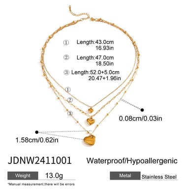 1 Stück Simple Series Simple Heart Edelstahl 18 Karat vergoldet Damen-Mehrfachketten h5 Bild2
